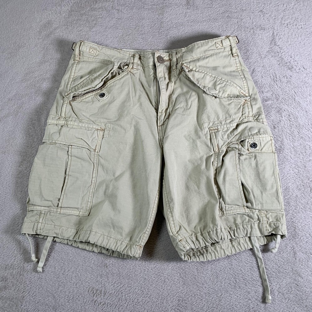 Polo Ralph Lauren Cargo Shorts Mens 30 Beige Relaxed Fit Drawstring Drill Khaki‎